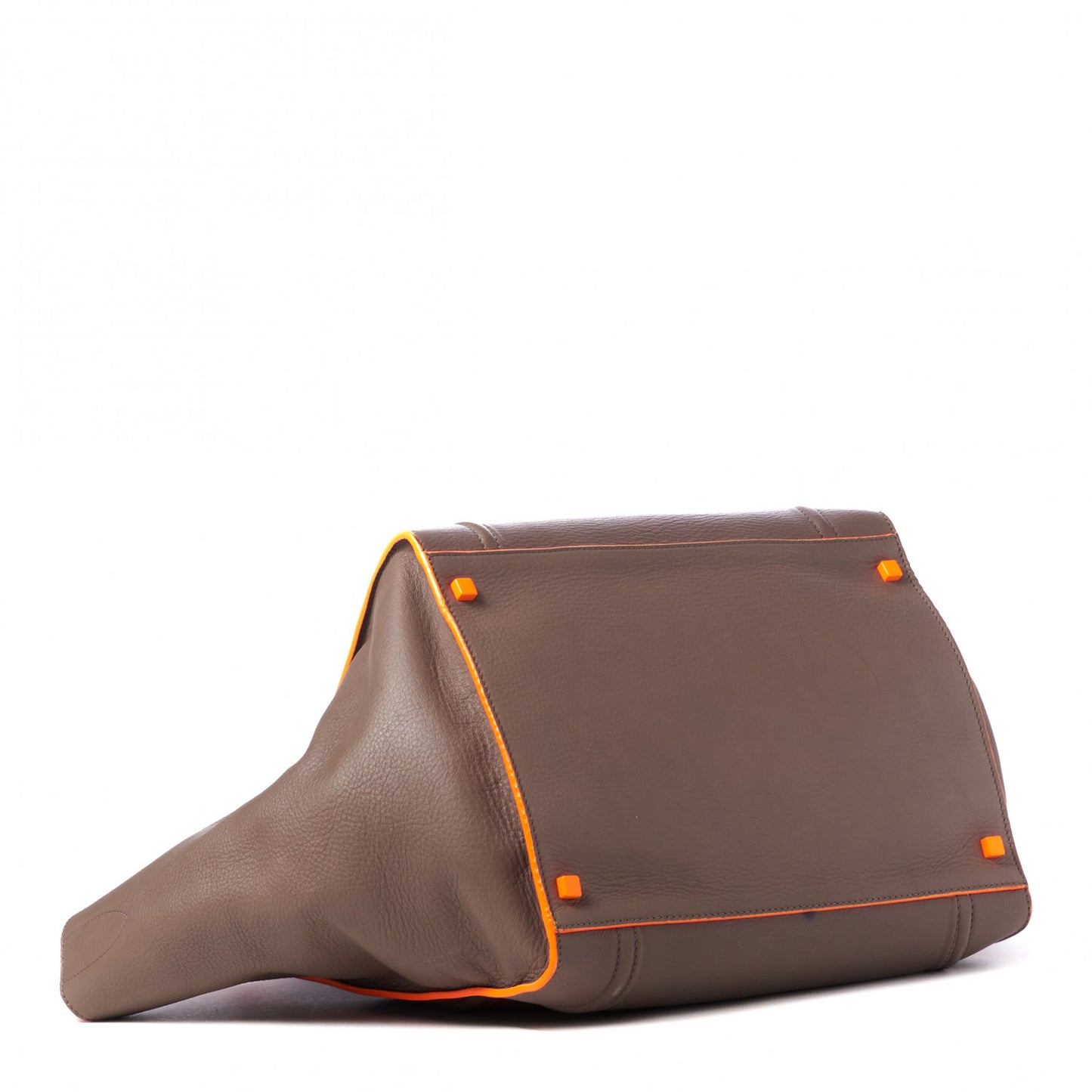 Supple Calfskin Large Phantom Luggage Grey Orange