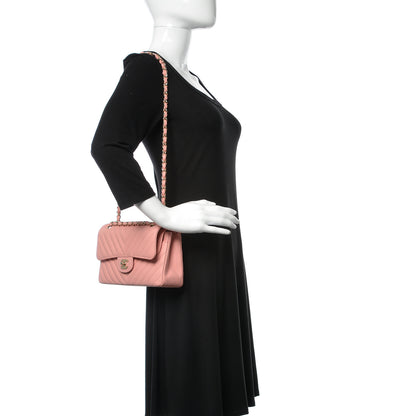 Chanel Caviar Chevron Quilted Small Double Flap Pink 2 of 10