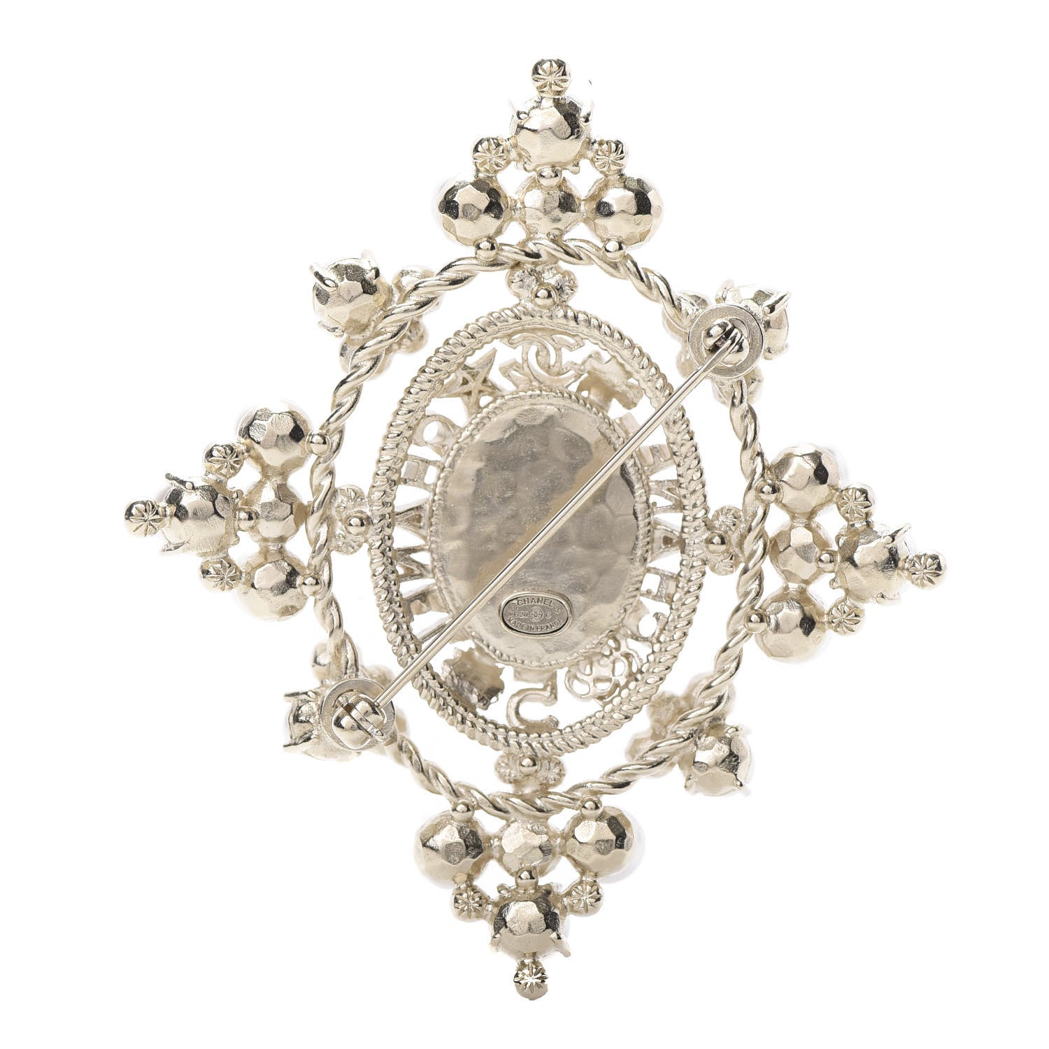 Chanel Pearl Crystal CC Brooch Gold 3 of 5