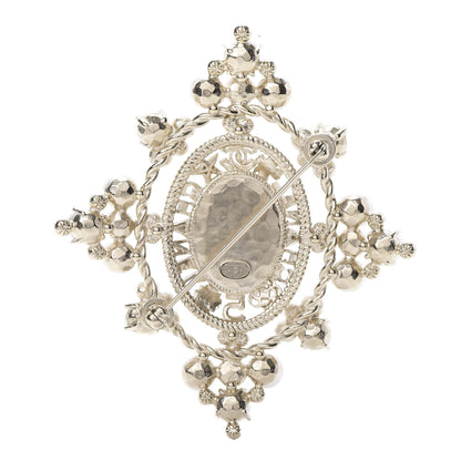 Chanel Pearl Crystal CC Brooch Gold 3 of 5
