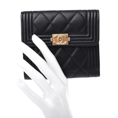 Chanel Caviar Quilted Compact Boy Wallet Black 2 of 9