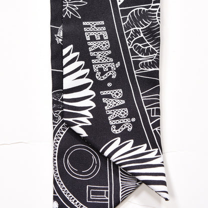 Hermes Silk Animapolis Twilly Black White 3 of 4