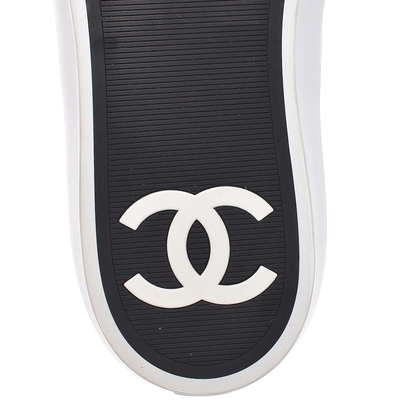 Embroidered Calfskin CC Sneakers 38.5 Black White