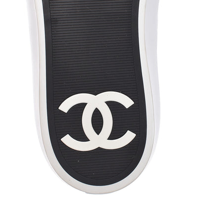 Chanel Embroidered Calfskin CC Sneakers 38.5 Black White 7 of 11