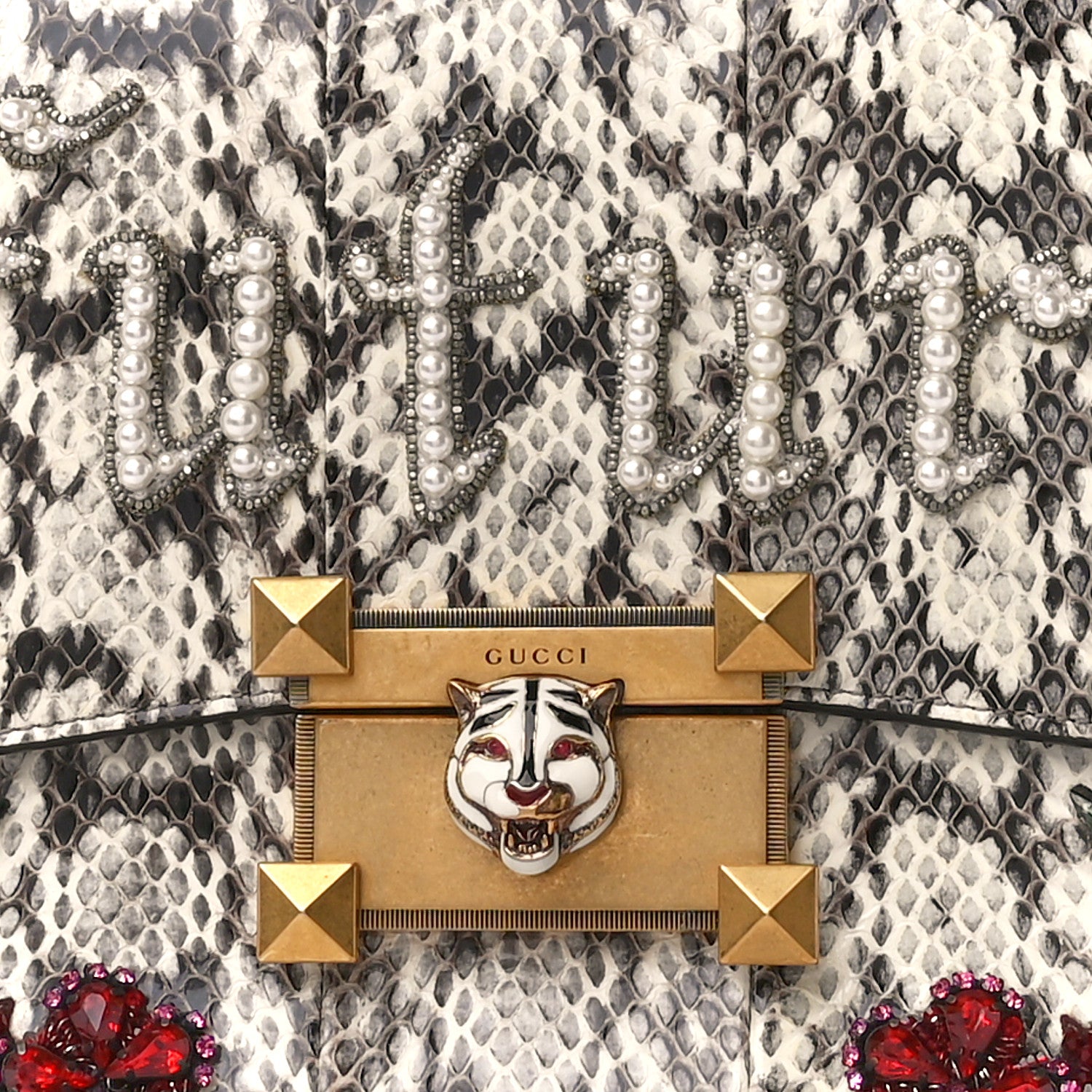 Gucci Snakeskin Embroidered Medium Osiride Top Handle Bag 10 of 14