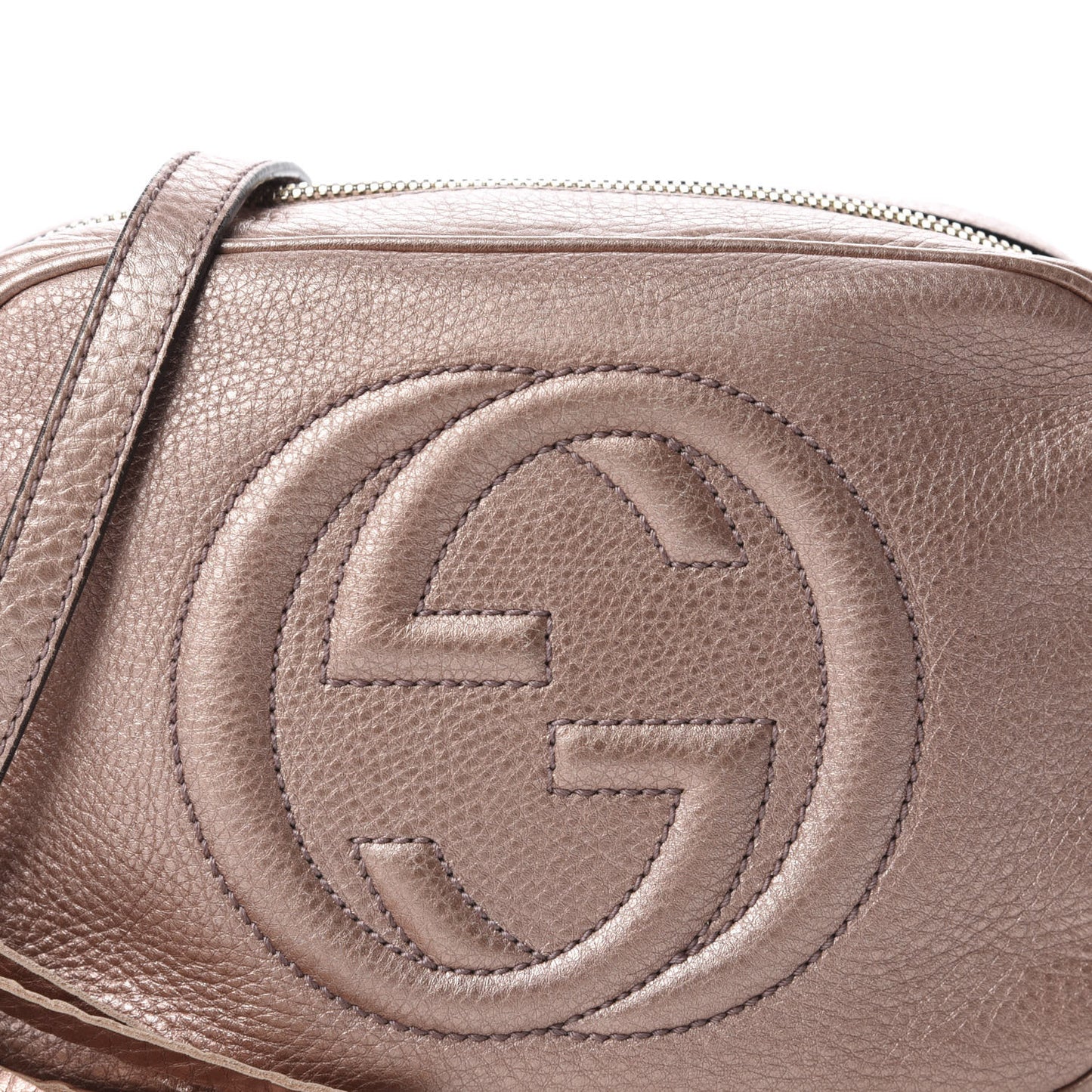 Metallic Pebbled Calfskin Small Soho Disco Bag Pink