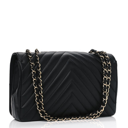 Chanel Calfskin Chevron Quilted Large Statement Flap Black 2 of 5
