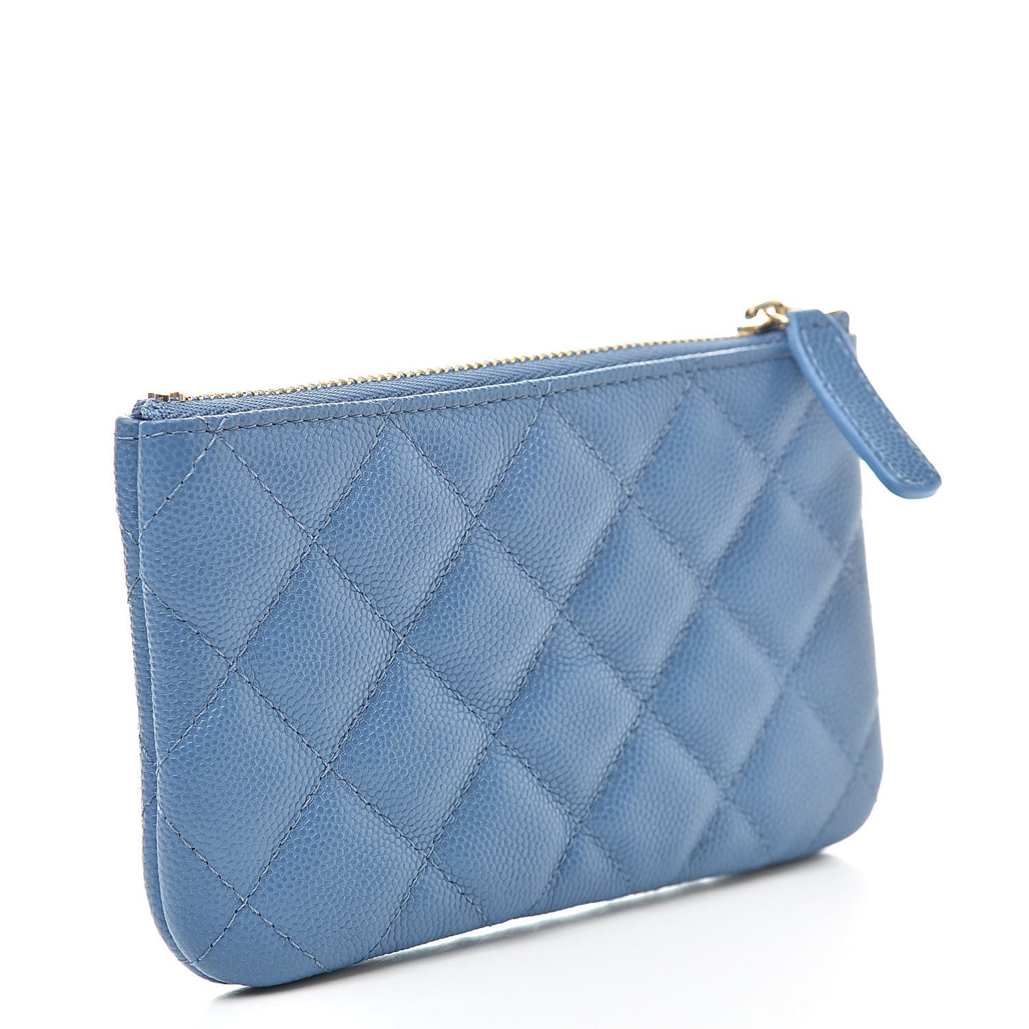 Caviar Quilted Small Cosmetic Case Blue
