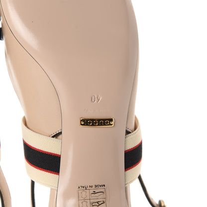 Gucci Malaga Kid Bow Ace Stripe Mid-Heel Slingback Pumps 40 Beige 9 of 11