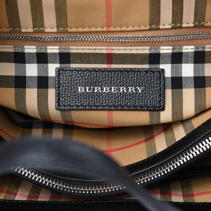 Burberry Grainy Calfskin House Check Medium Banner Tote Black 5 of 10