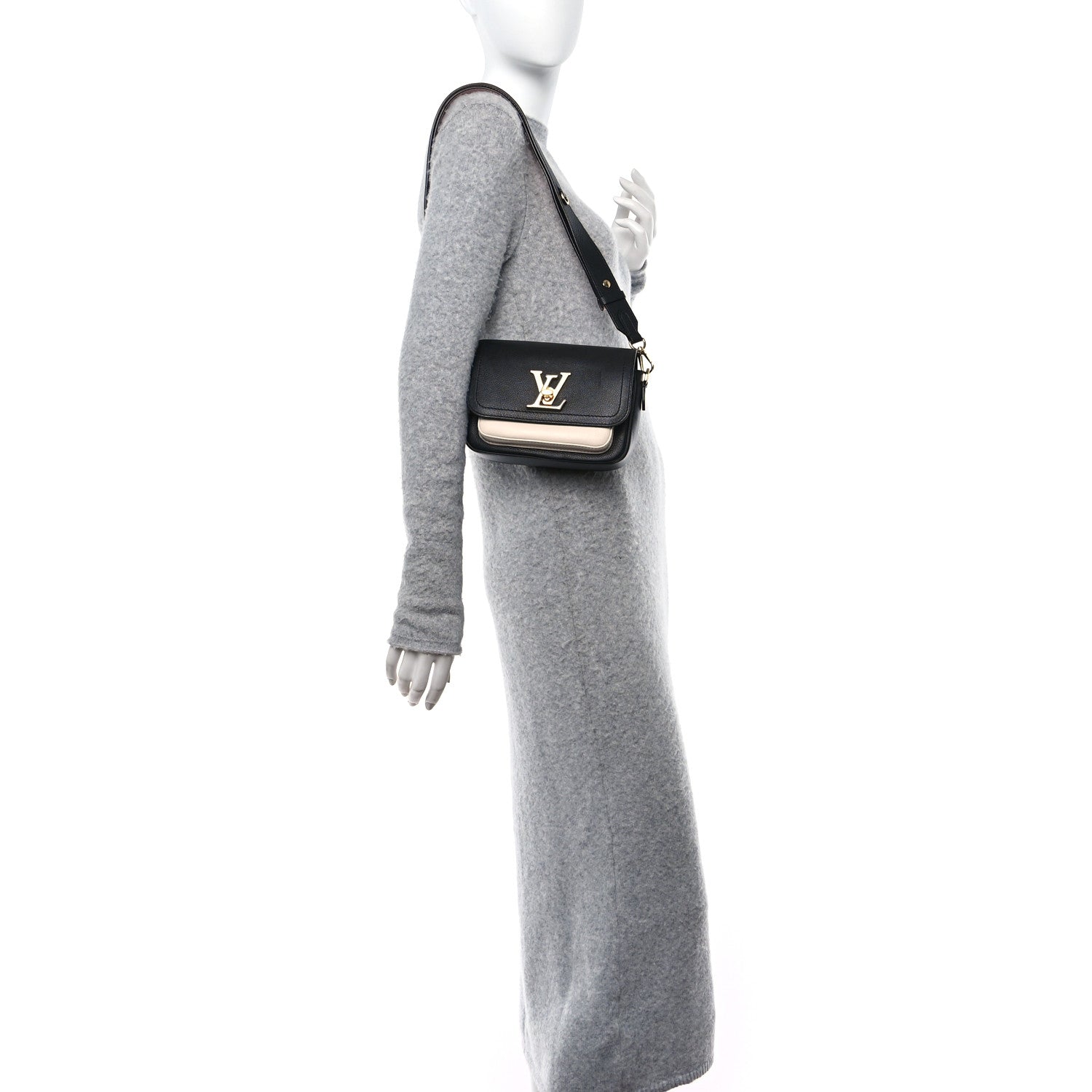 Louis Vuitton Grained Calfskin Lockme Tender Black 2 of 9