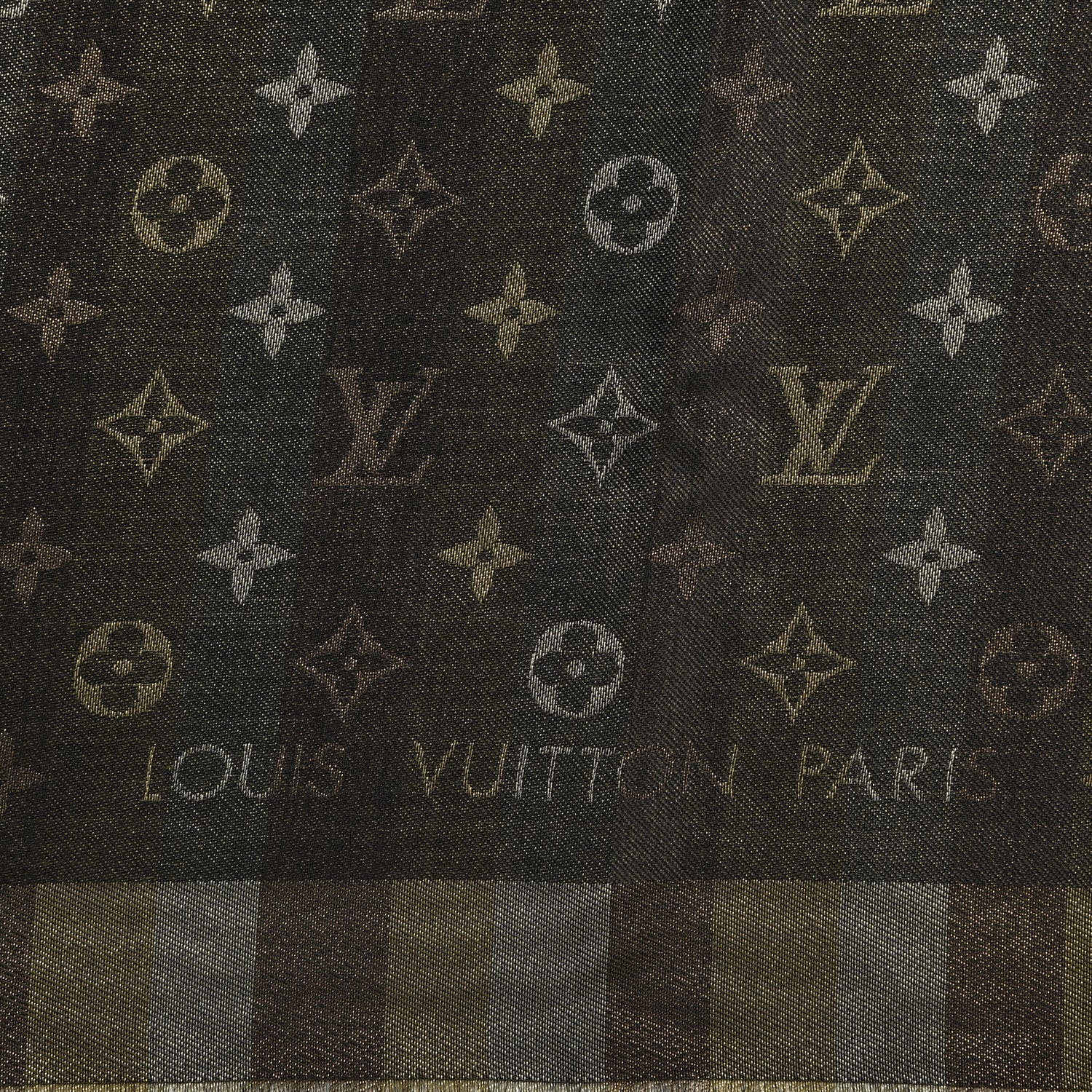 Louis Vuitton Silk Lurex Wool So Shine Monogram Shawl Black 2 of 3