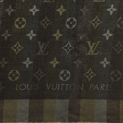 Louis Vuitton Silk Lurex Wool So Shine Monogram Shawl Black 2 of 3
