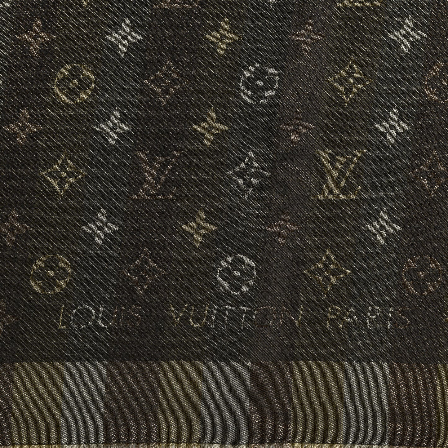 Silk Lurex Wool So Shine Monogram Shawl Black