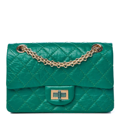 Chanel Metallic Aged Calfskin Quilted 2.55 Reissue Mini Flap Green 1 of 9