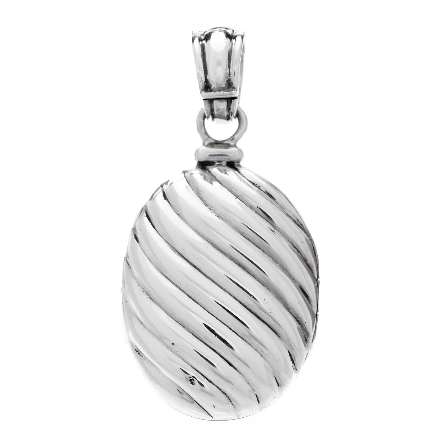 Sterling Silver 18K Yellow Gold Oval Cable Locket Pendant