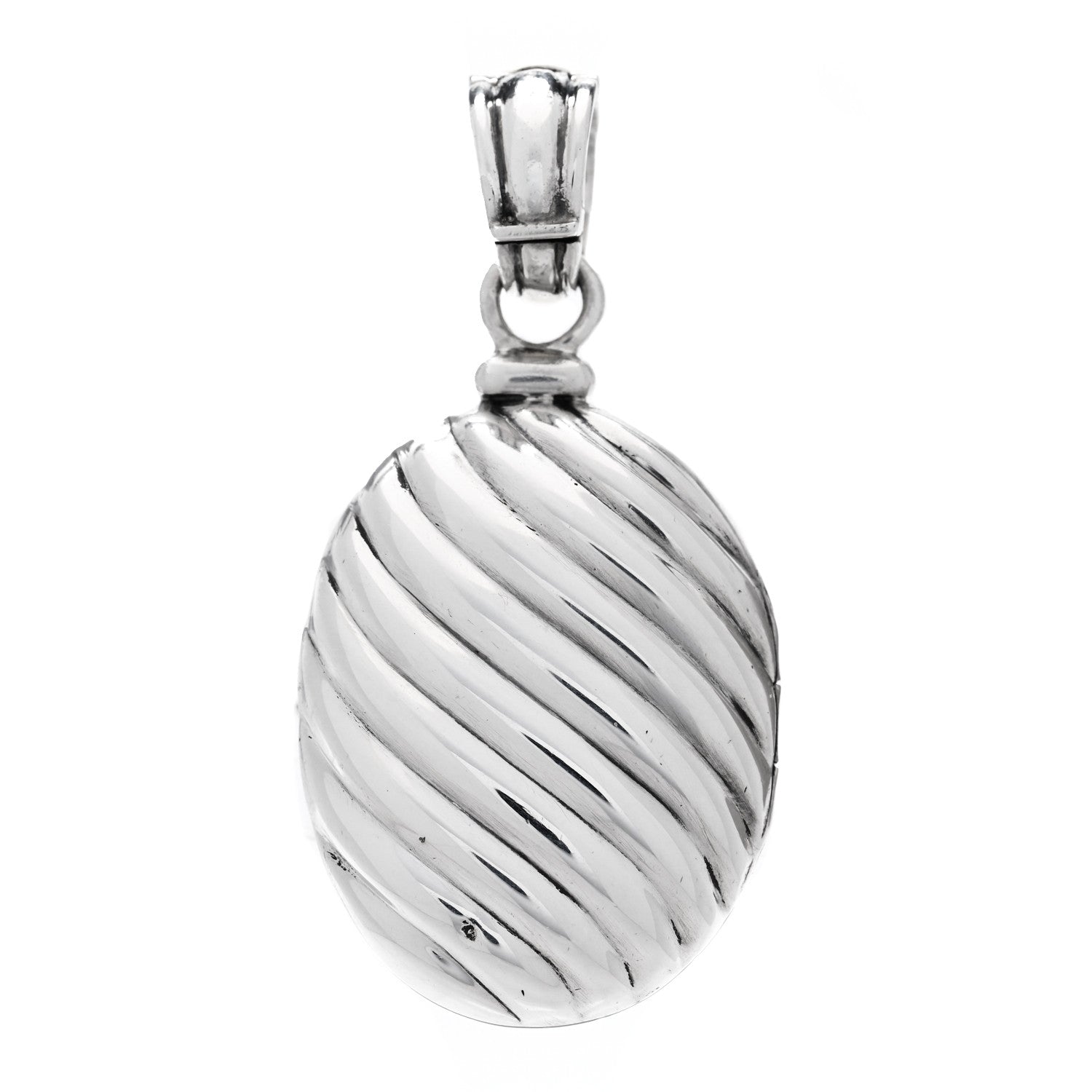 David Yurman Sterling Silver 18K Yellow Gold Oval Cable Locket Pendant 3 of 7