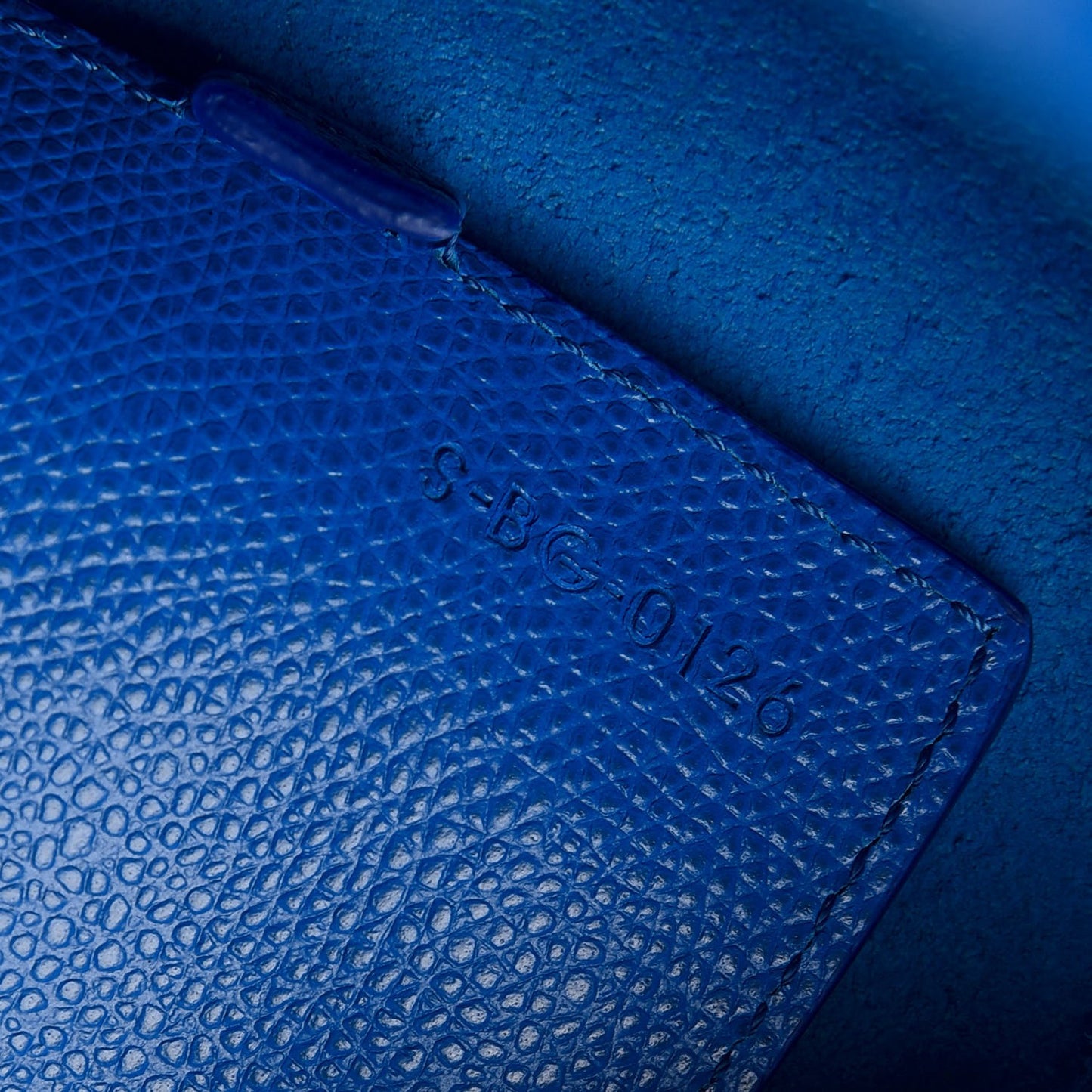 Grained Calfskin Small Vertical Bi-Cabas Bright Blue Peacock