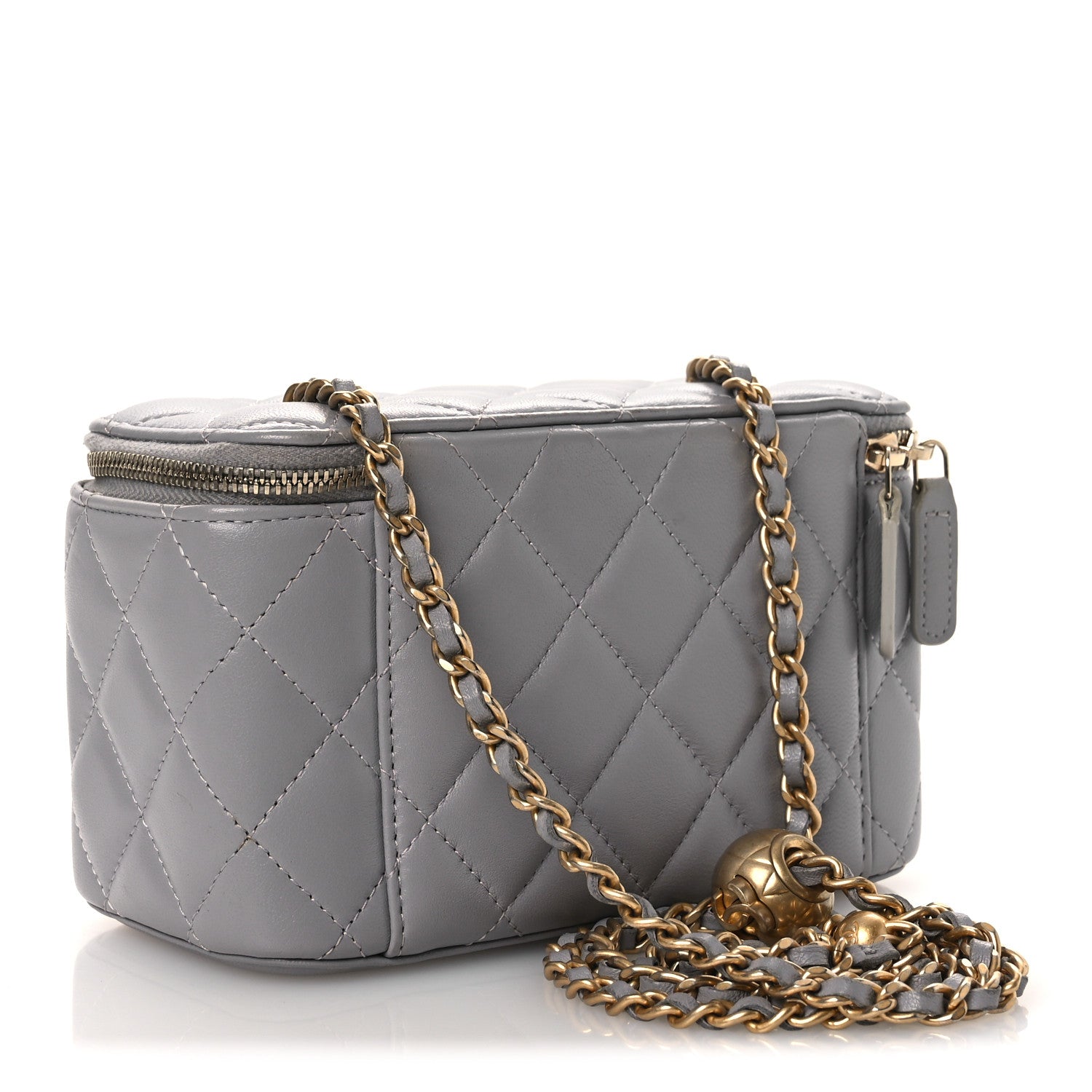 Chanel Lambskin Quilted Small Pearl Crush Vanity Case With Chain Grey 3 of 13