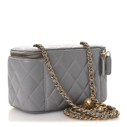 Chanel Lambskin Quilted Small Pearl Crush Vanity Case With Chain Grey 3 of 13