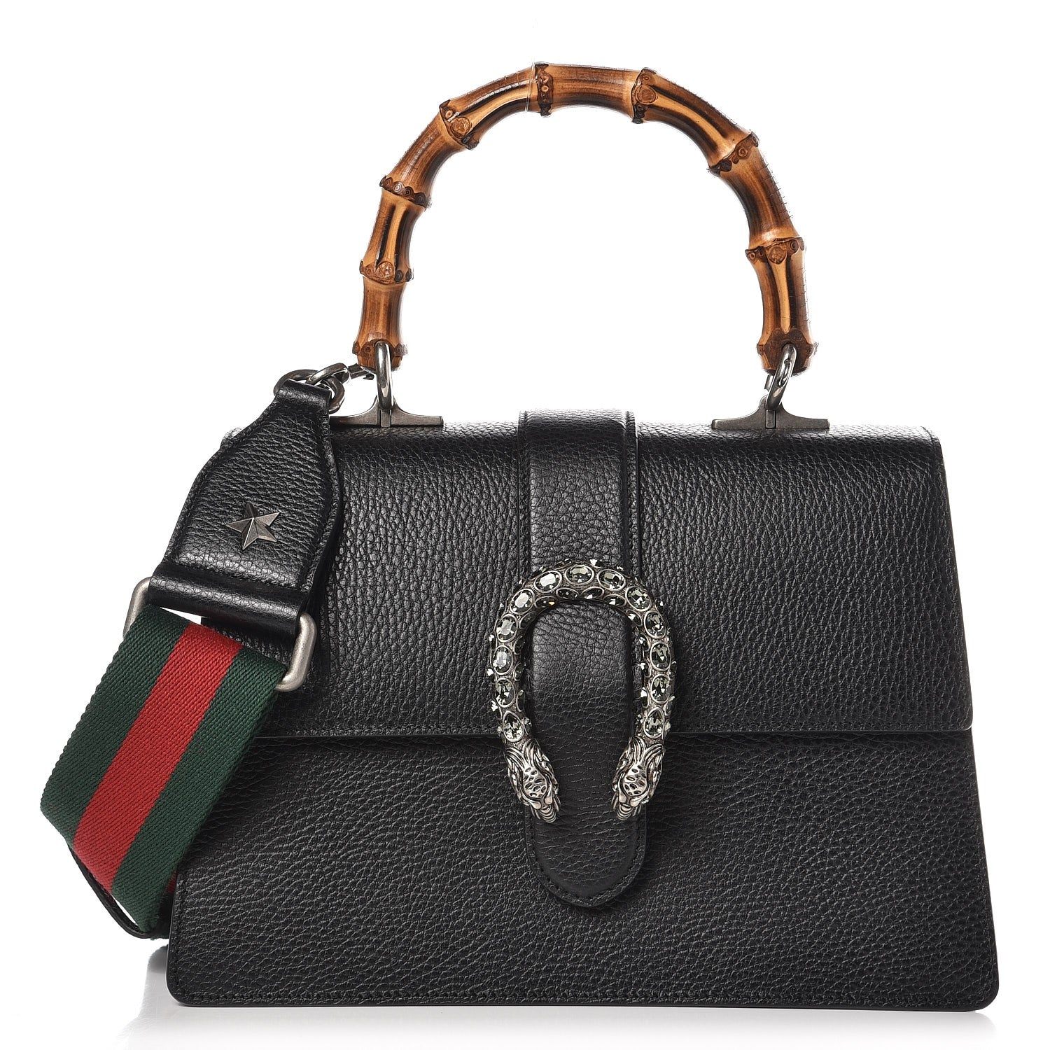 Gucci Dollar Calfskin Crystal Web Medium Dionysus Bamboo Top Handle Bag Black Black Diamond 1 of 10