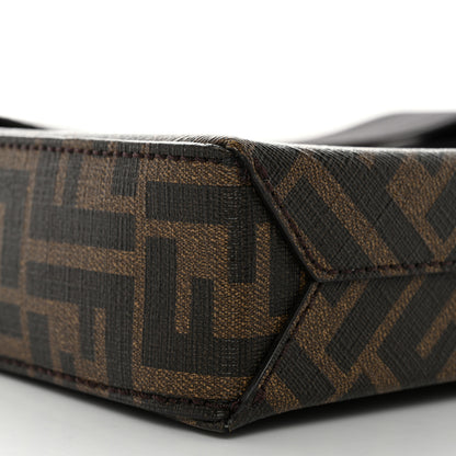 Fendi Shiny Glazed Fabric Vitello Cover FF 1974 Logo Clutch Tobacco Moro Giallo Ebano 10 of 11