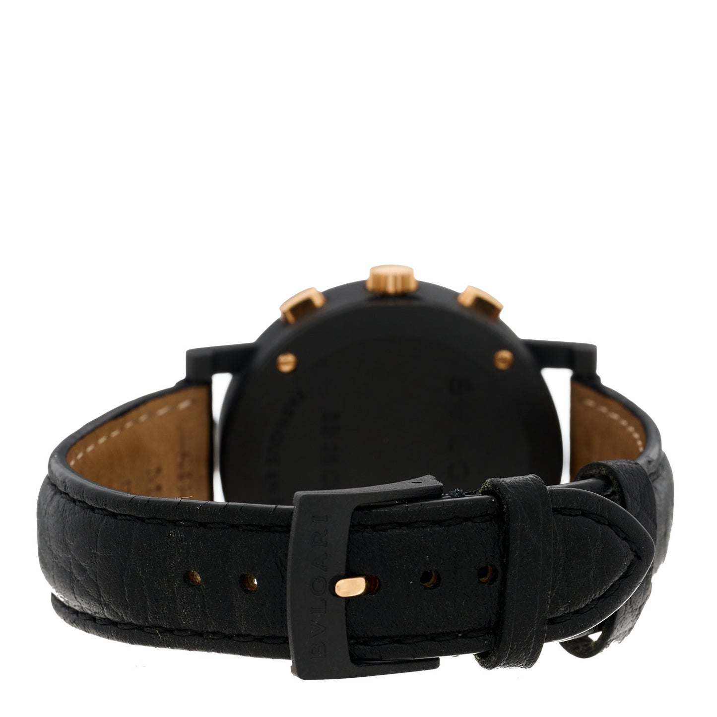 Carbon 18K Rose Gold Calfskin 38mm Carbongold Marbella Quartz Watch Black