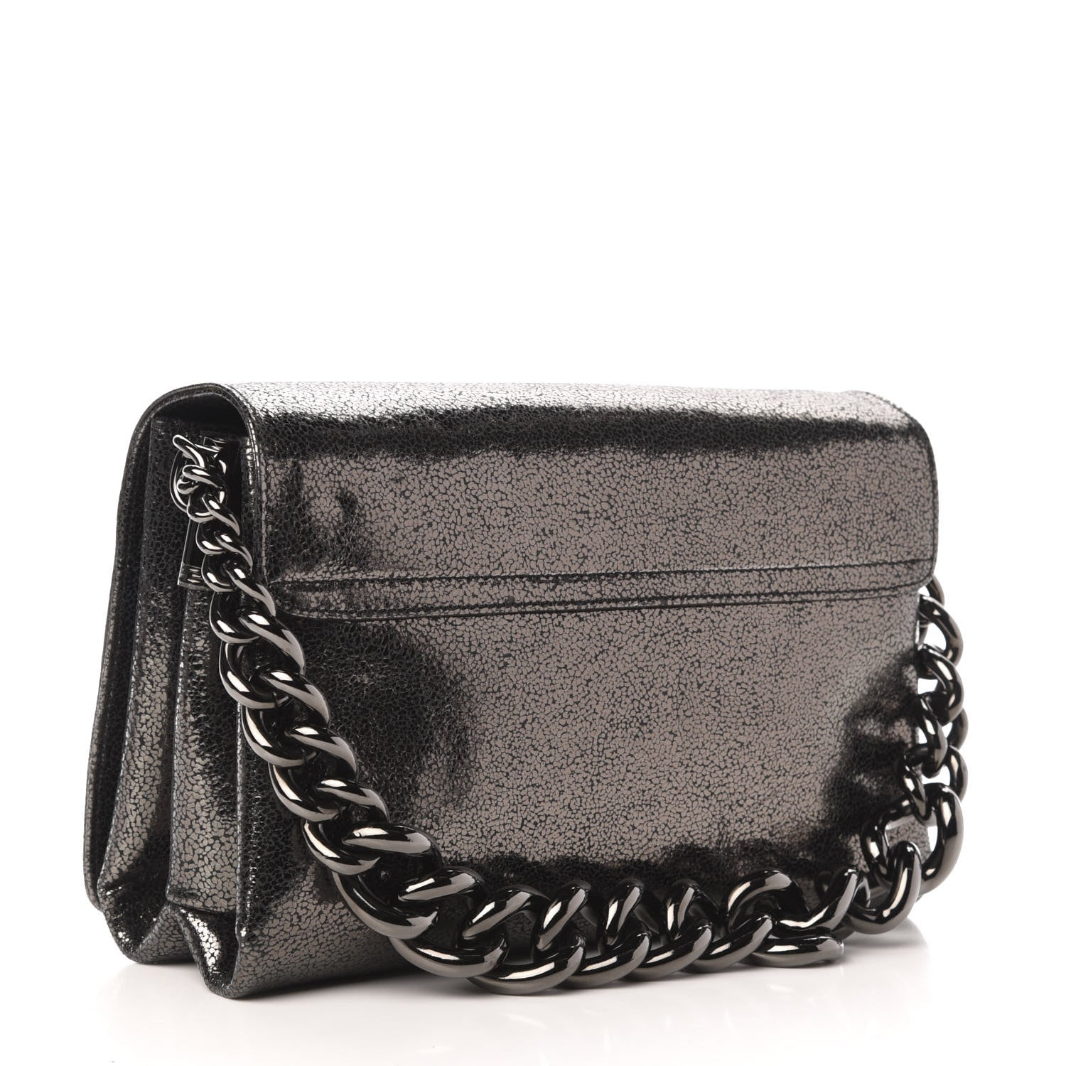 Versace Metallic Suede Palazzo Sultan Shoulder Bag Antracite 3 of 11