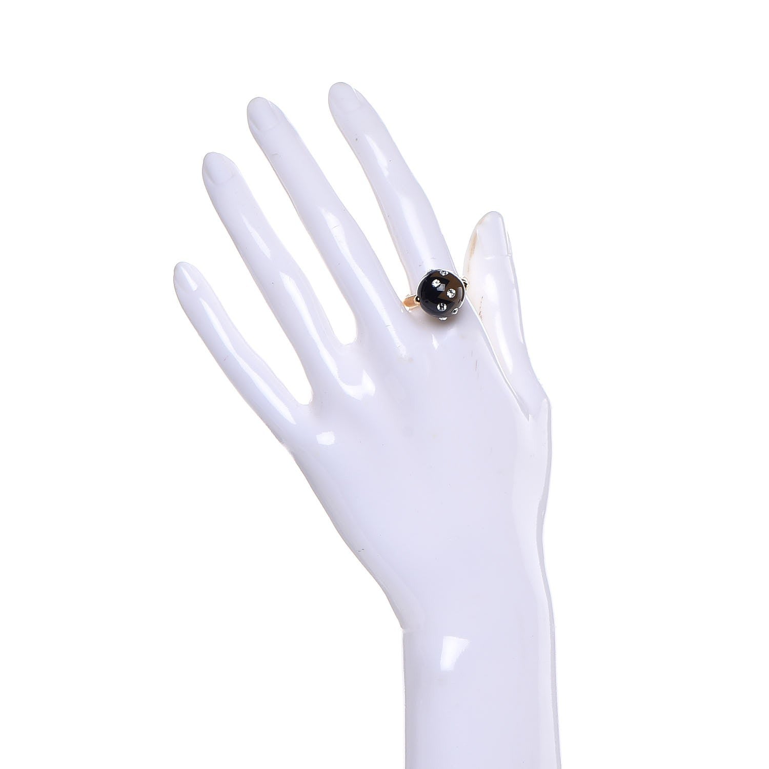 Louis Vuitton Resin Crystal Ball Ring 8 Gold 2 of 4