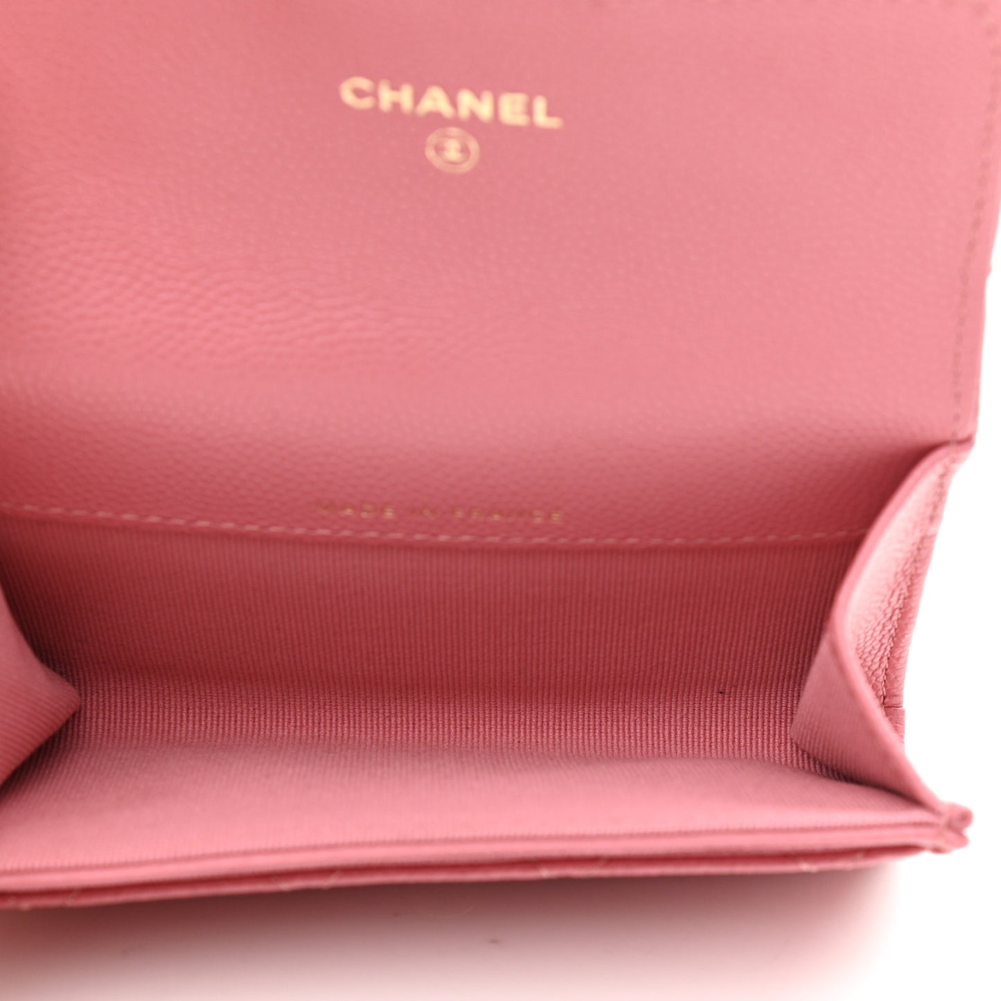 Caviar Quilted Flap Card Holder Wallet Pink