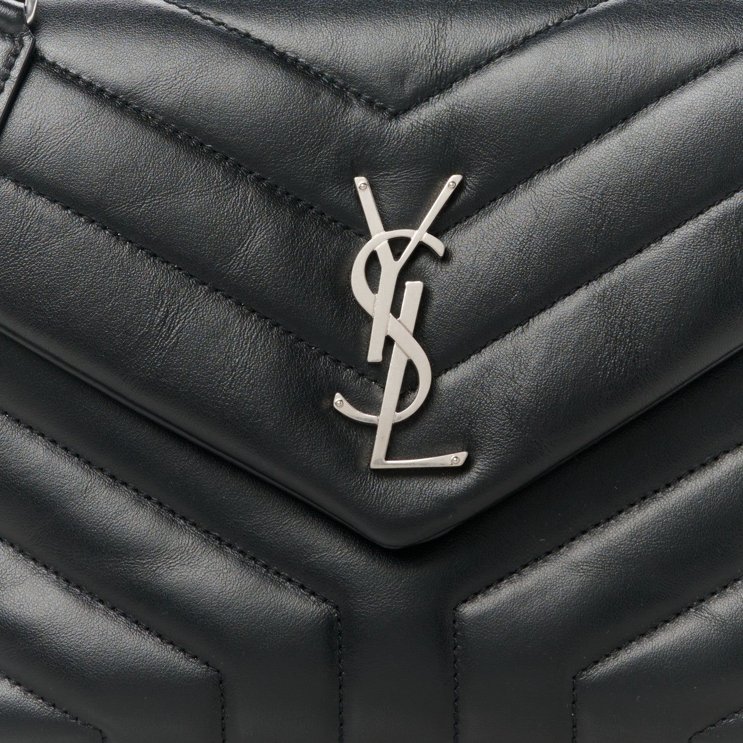 Saint Laurent Calfskin Y Quilted Monogram Small Loulou Chain Satchel Black 9 of 11