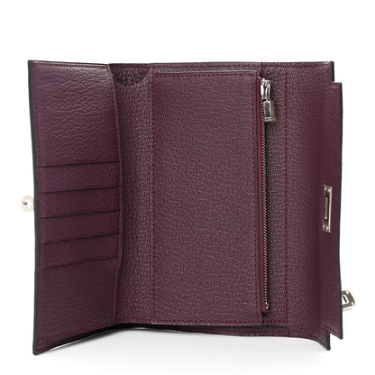 Hermes Chevre Mysore Medium Kelly Wallet Prune 5 of 10