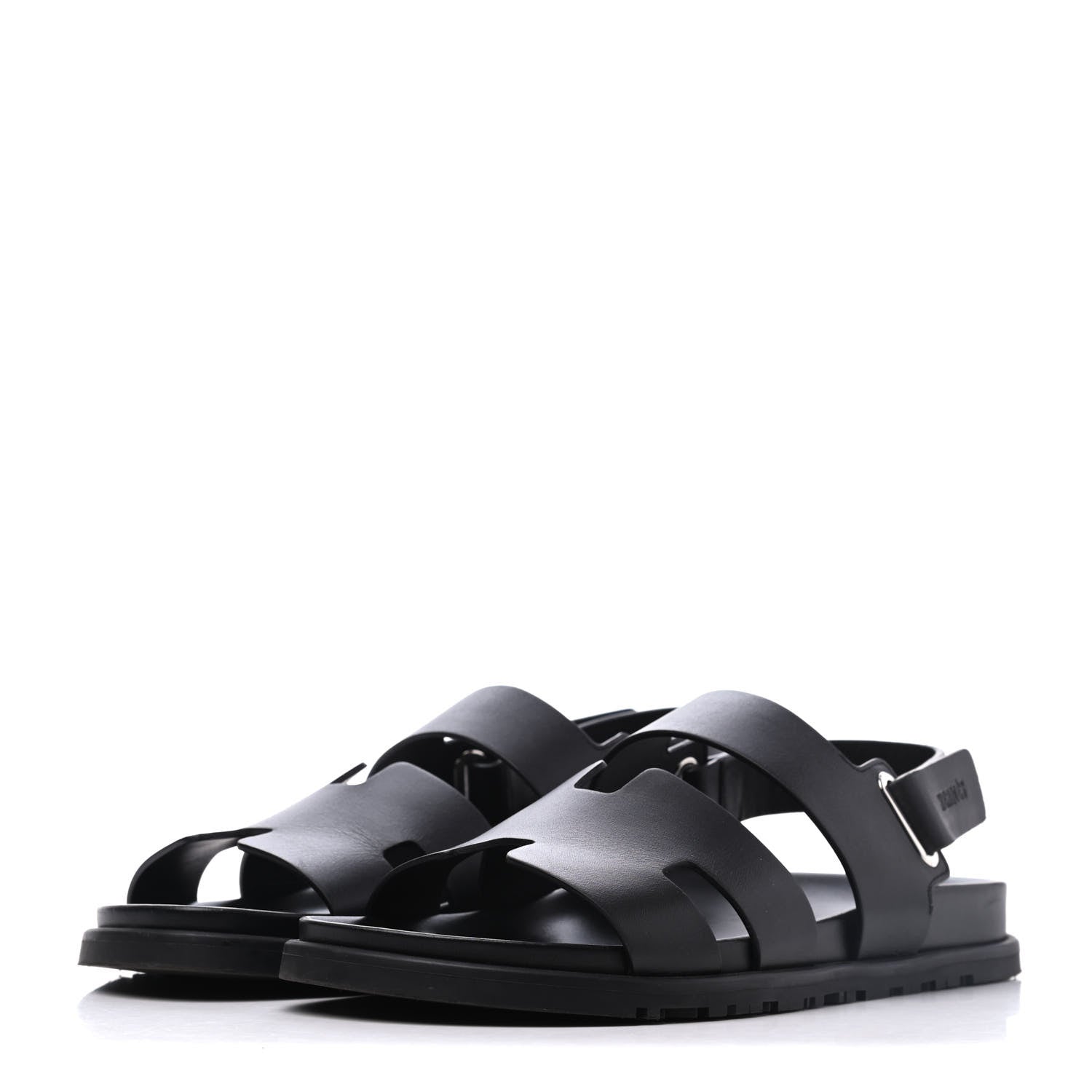Hermes Calfskin Mens Takara Sandals 42 Black 3 of 15