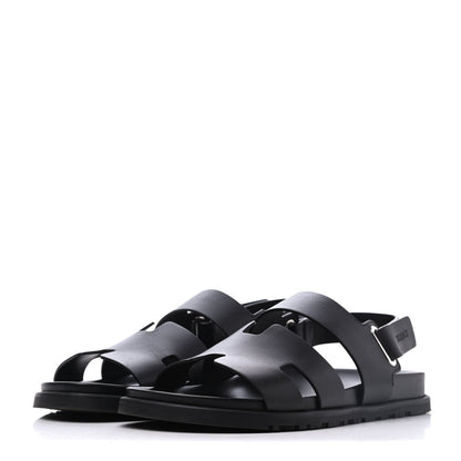 Hermes Calfskin Mens Takara Sandals 42 Black 3 of 15