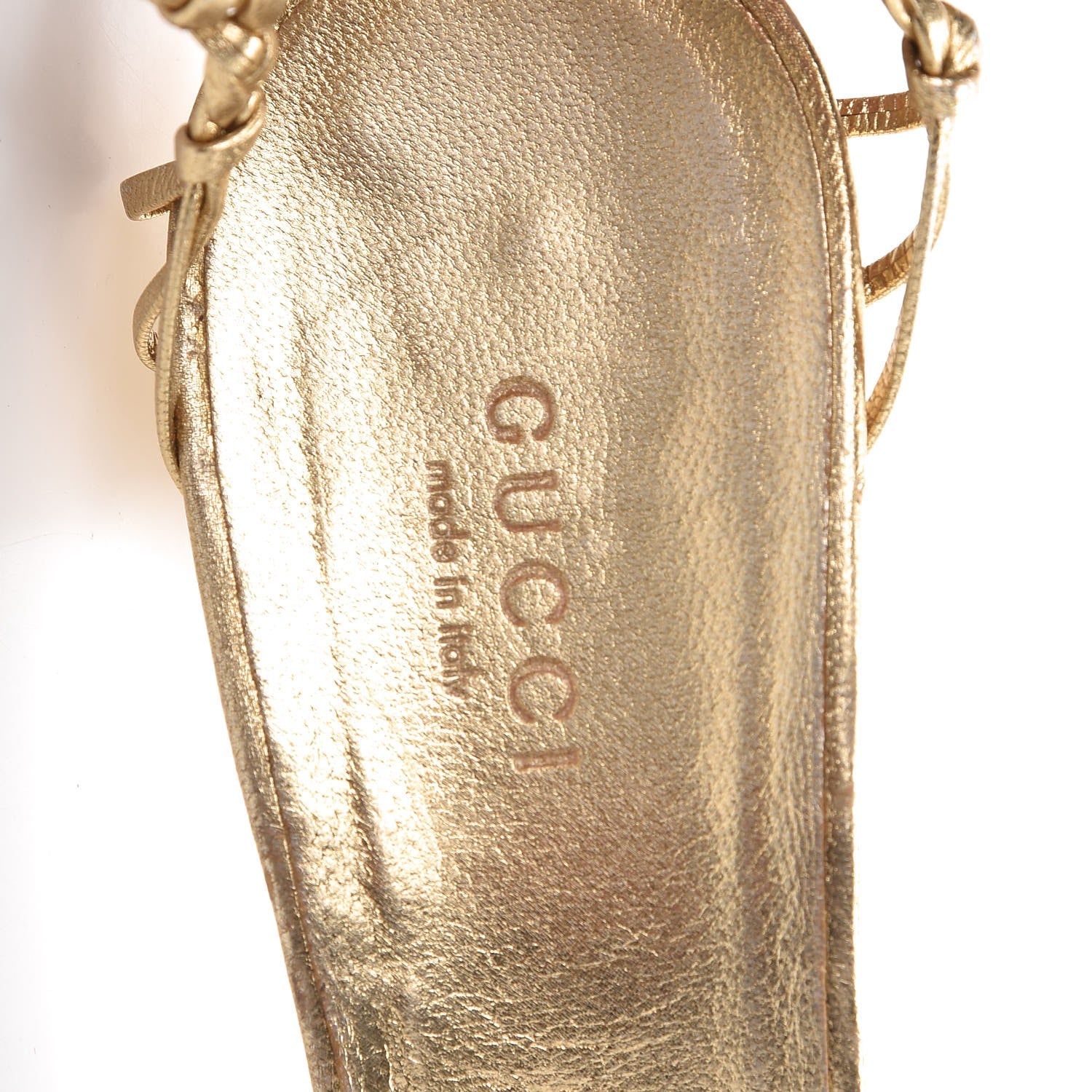Gucci Metallic Calfskin Strappy Sandals 7 Gold 9 of 24