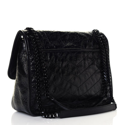 Saint Laurent Crinkled Calfskin Matelasse Monogram Medium Niki Chain Satchel Black 5 of 25