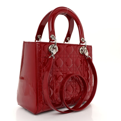 Christian Dior Patent Cannage Medium Lady Dior Red 3 of 10