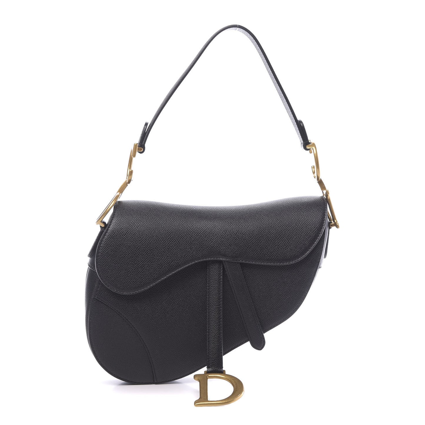 Grained Calfskin Saddle Bag Black