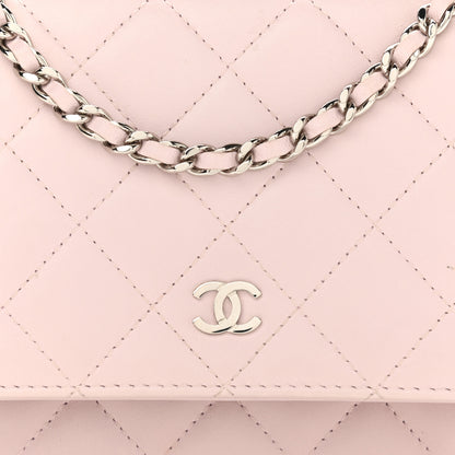 Chanel Lambskin Quilted Wallet On Chain WOC Light Pink 9 of 13