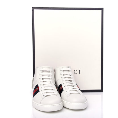 Gucci Calfskin Ayers Embroidered Web Mens Ace Removable Patches High Top Sneakers 9.5 White 10 of 10