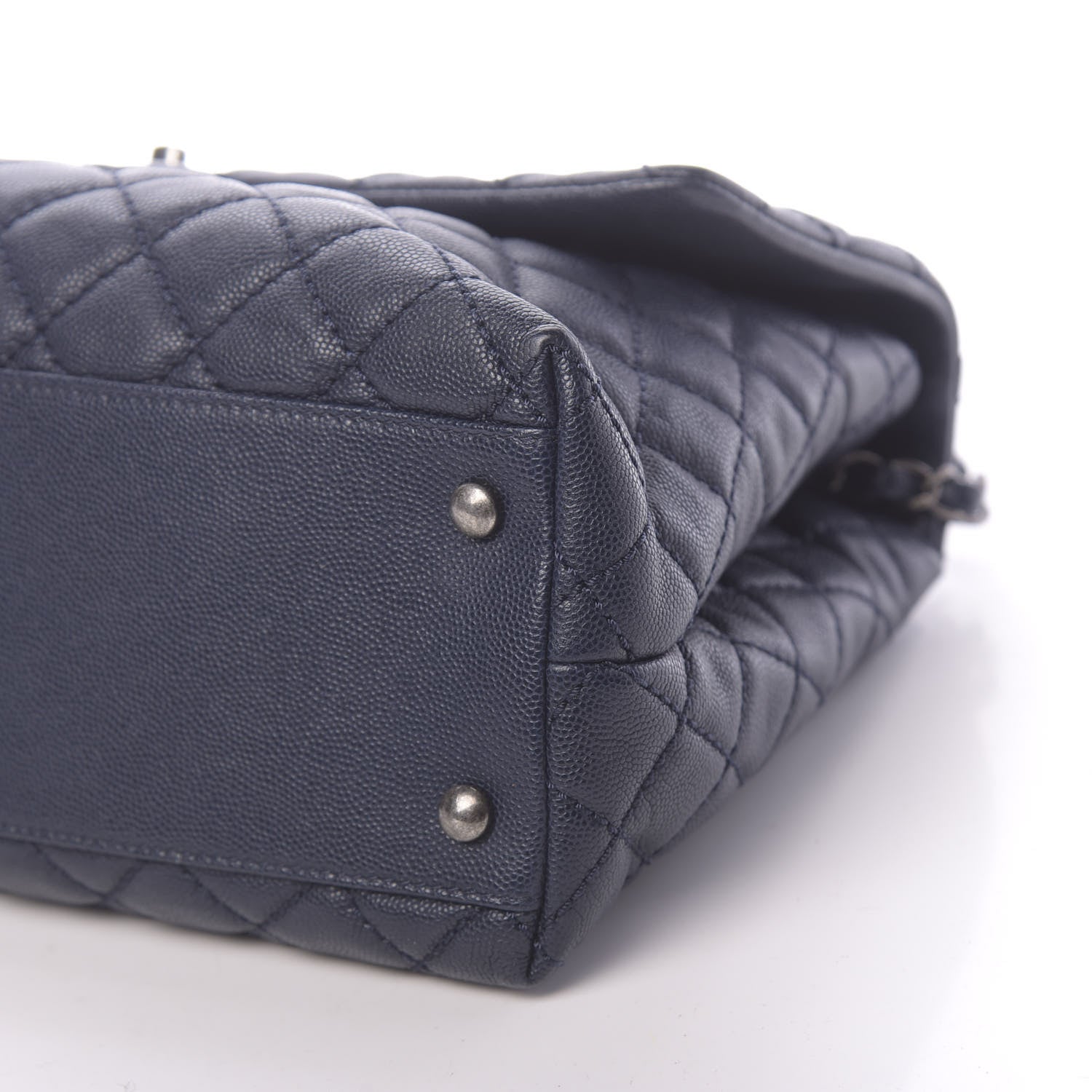Chanel Caviar Quilted Medium Coco Handle Flap Navy Blue 9 of 11