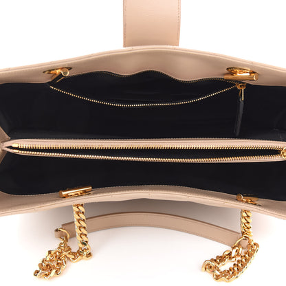 Saint Laurent Grain De Poudre Matelasse Chevron Monogram Shopping Bag Nude Powder 5 of 8