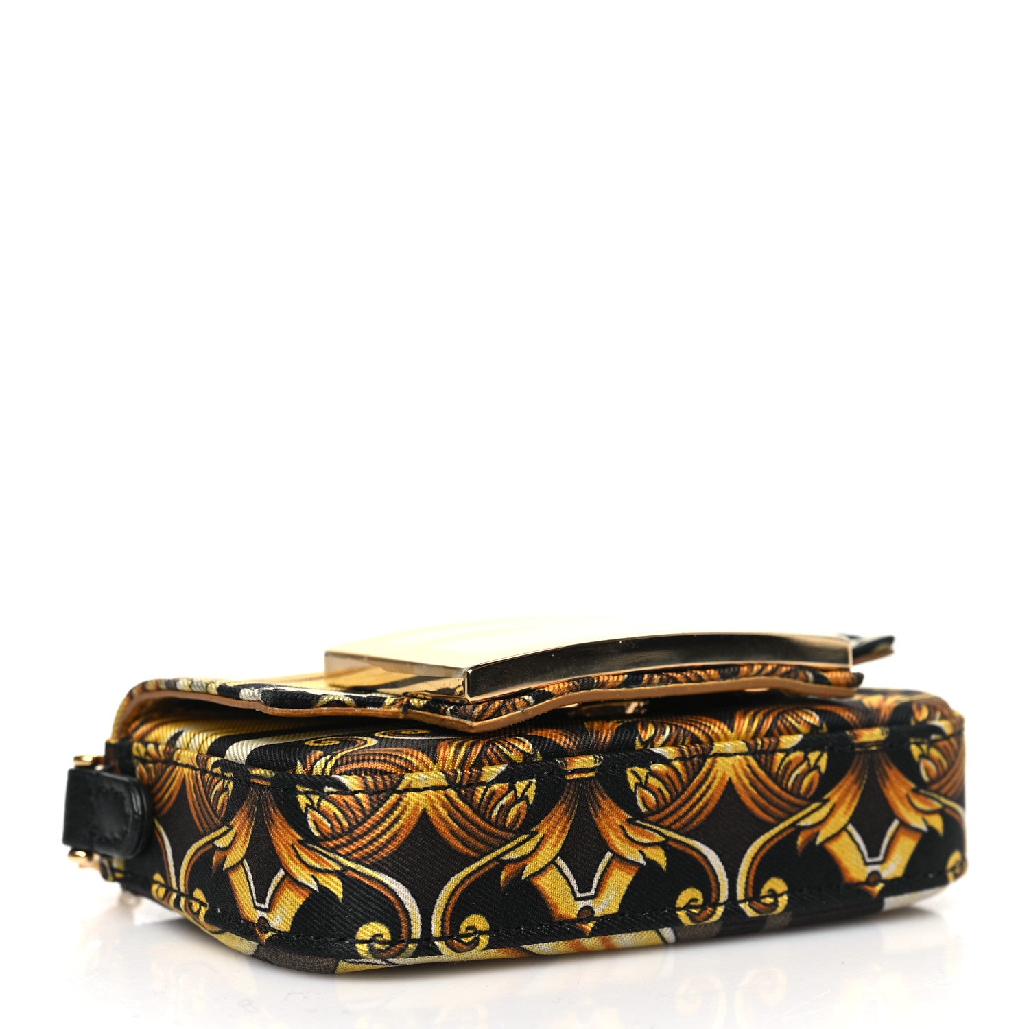 Fendi X VERSACE Silk Fendace FF Baroque Nano Brooch Baguette Black Gold 3 of 8