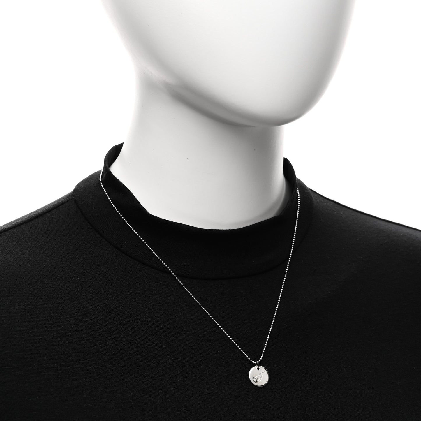 Sterling Silver Letter J Disc Pendant Necklace