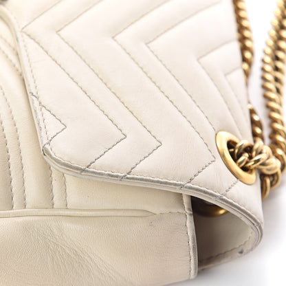 Gucci Calfskin Matelasse Medium GG Marmont Shoulder Bag White 14 of 19