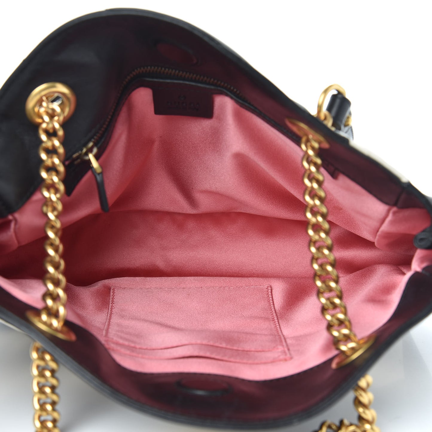 Calfskin Matelasse Medium GG Marmont Open Top Shoulder Bag Black White