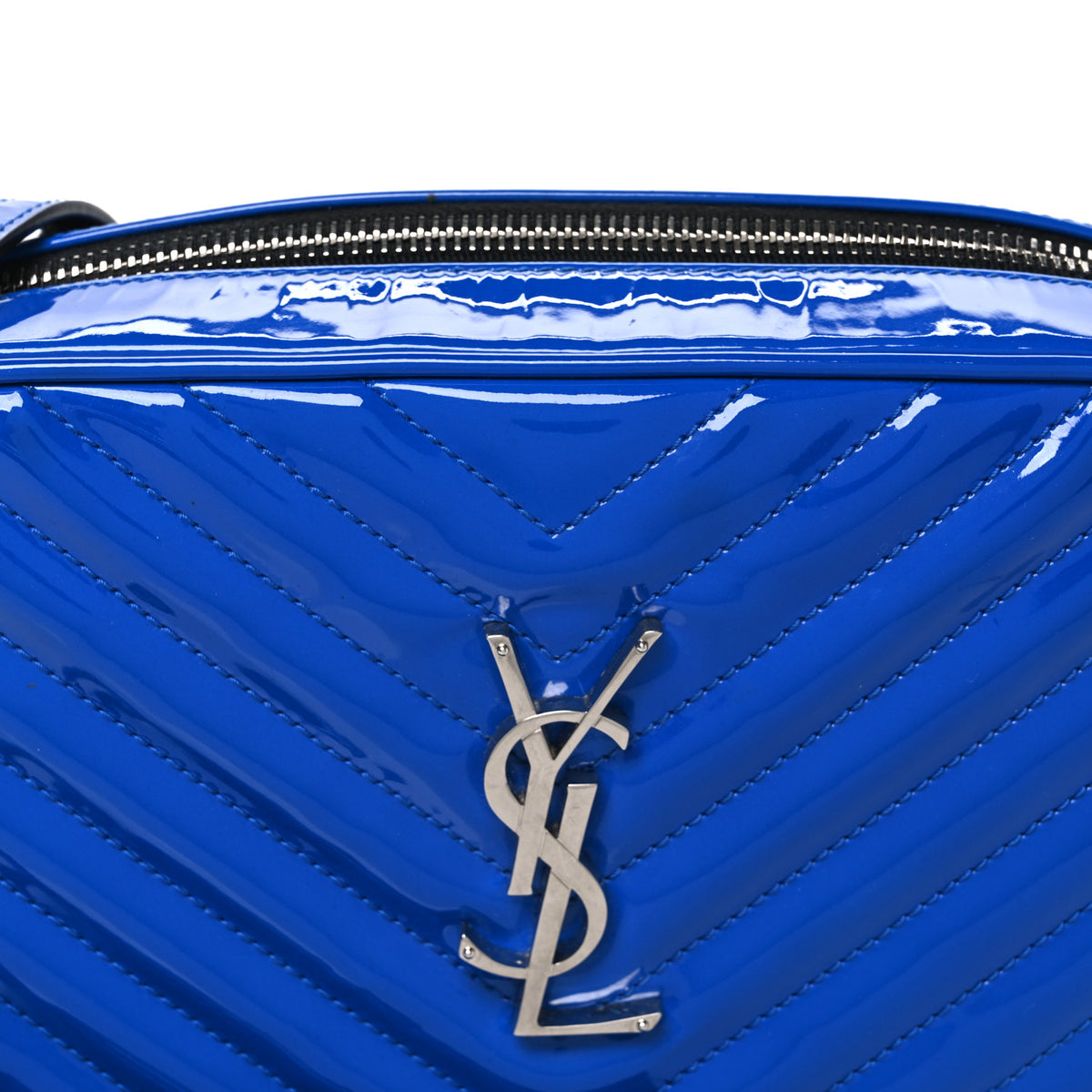 Patent Calfskin Matelasse Monogram Lou Camera Bag Royal Blue