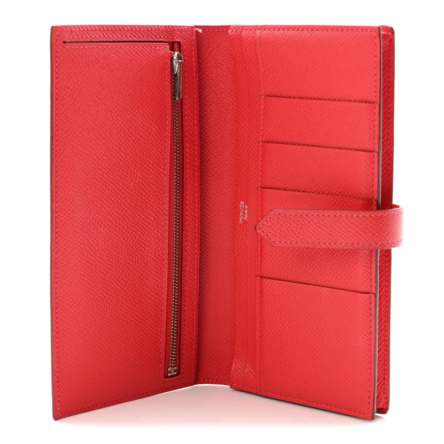 Hermes Epsom Bearn Gusset Wallet Rouge Casaque 5 of 9