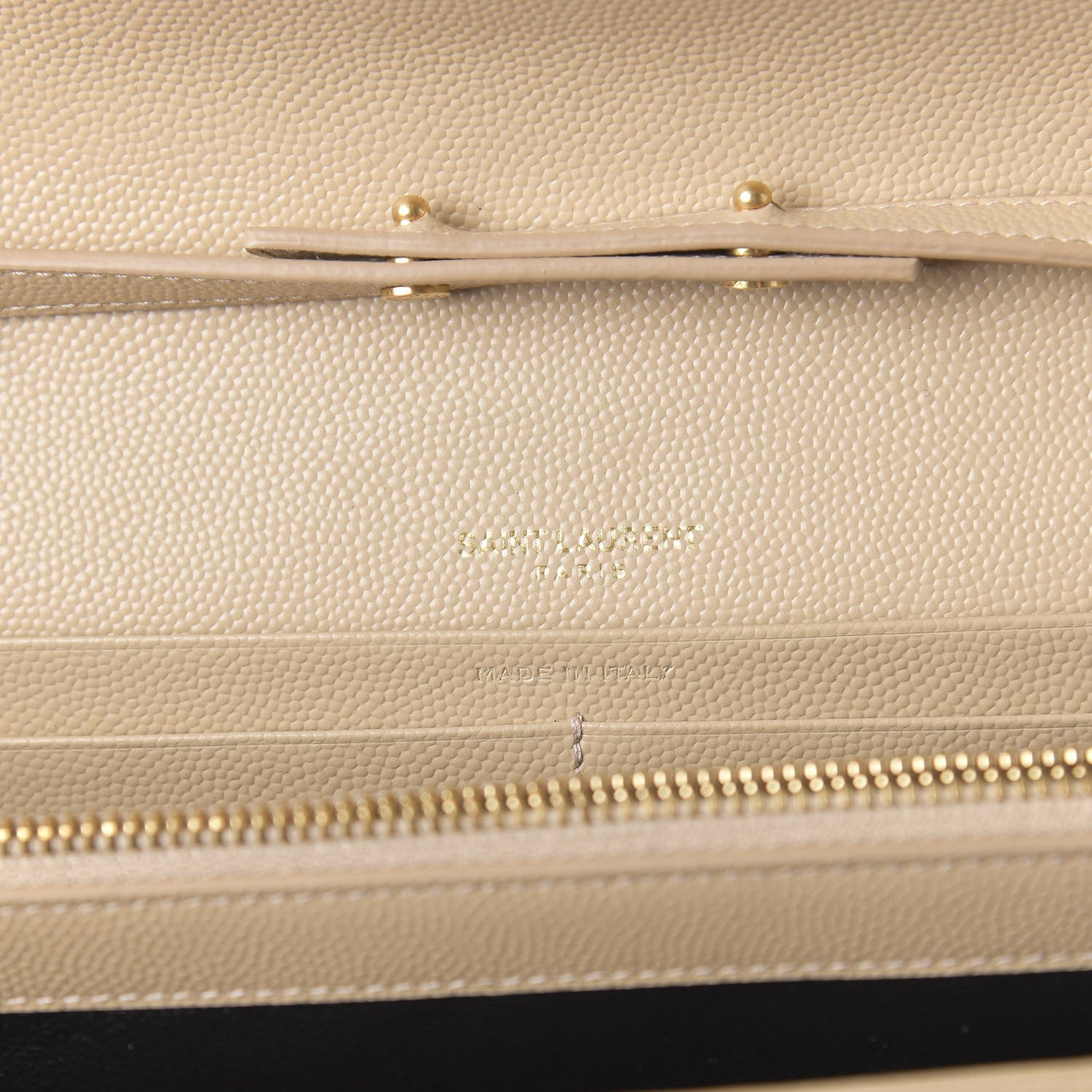 Saint Laurent Grain De Poudre Matelasse Chevron Monogram Chain Wallet Nude Powder 8 of 10