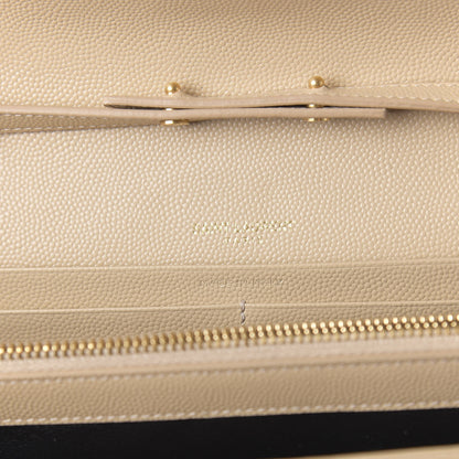 Saint Laurent Grain De Poudre Matelasse Chevron Monogram Chain Wallet Nude Powder 8 of 10